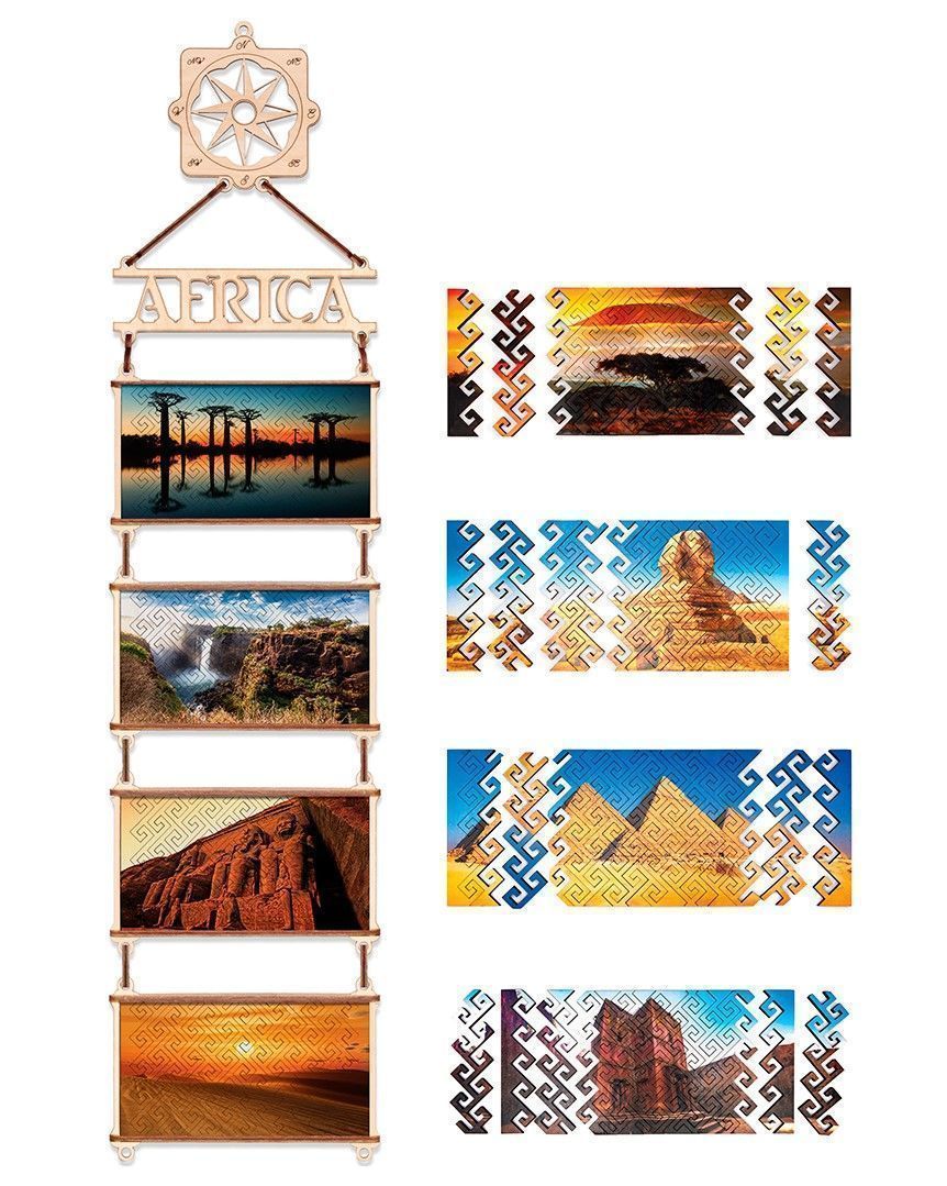Деревянный пазл, двусторонний EWA Карта мира. Африка (70x18 см) (epuz-africa)