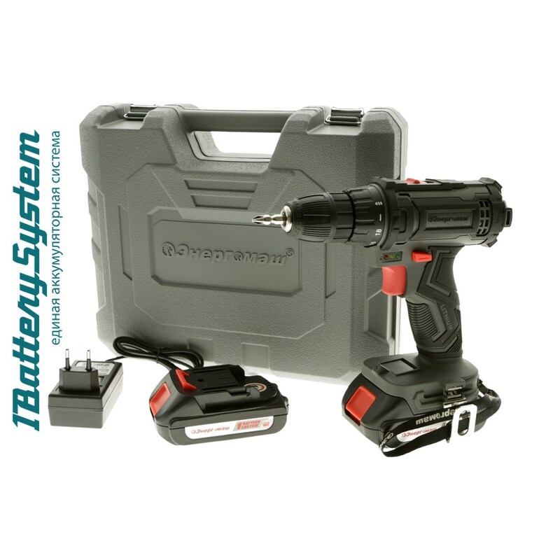 Аккумуляторный шуруповерт Энергомаш ДШ-18К 1BatterySystem