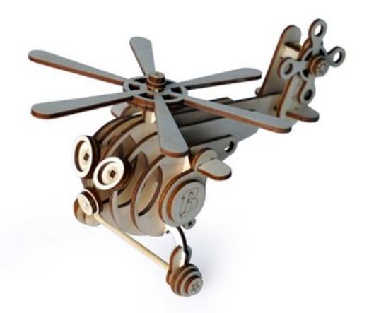Конструктор 3D деревянный подвижный Lemmo Вертолет Витя (00-57)