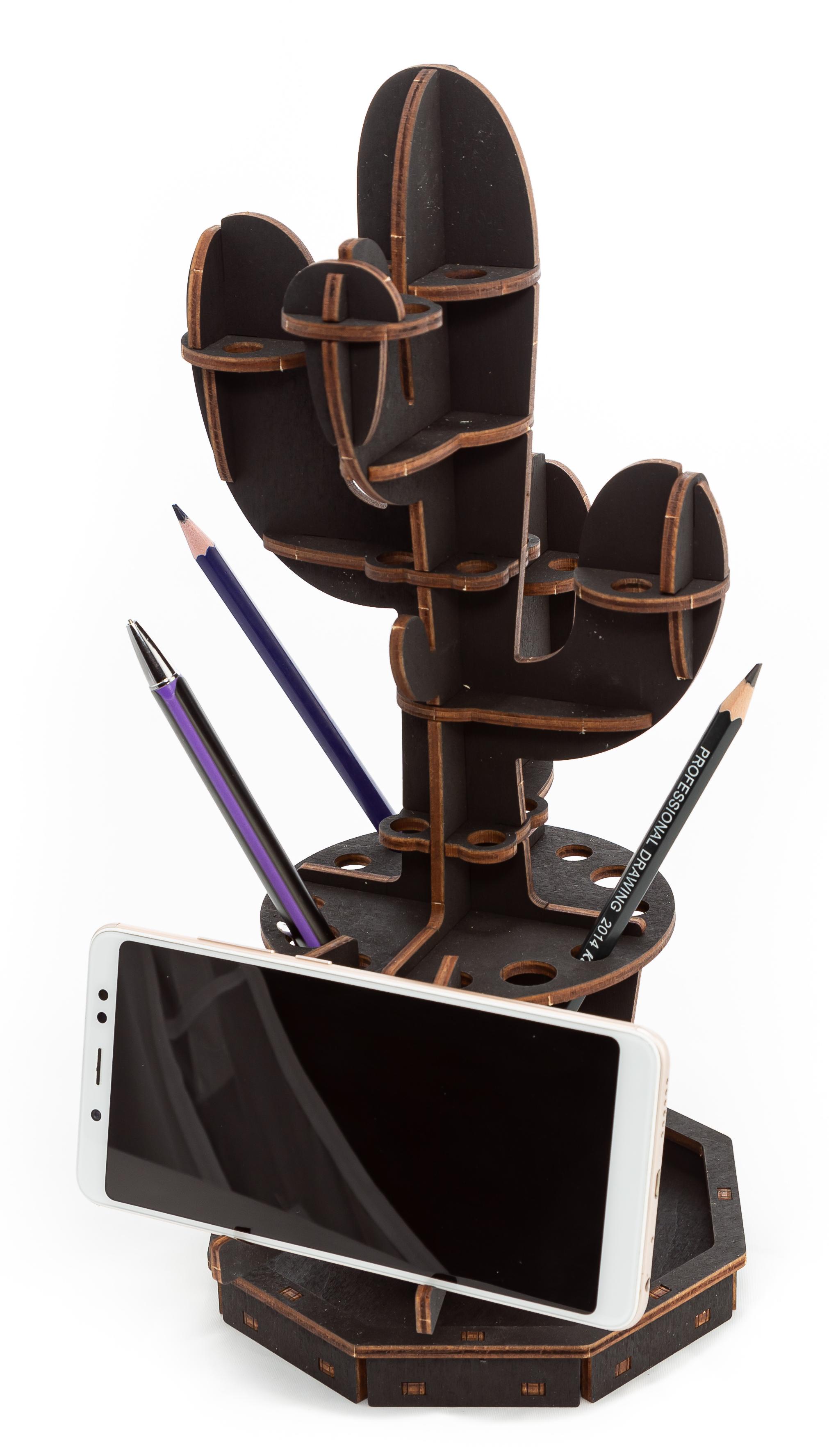 Сборная модель EWA Design Настольный органайзер Кактус (черный) (org-cactus-black)