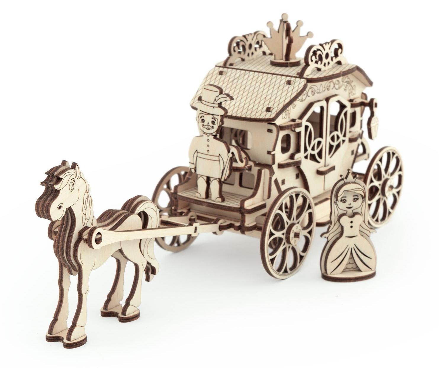 Конструктор 3D деревянный подвижный Lemmo Карета (01-04)