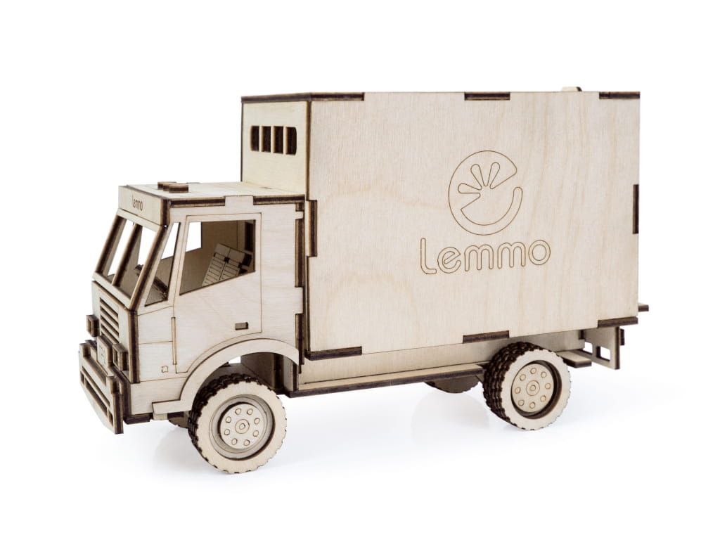 Конструктор 3D деревянный подвижный Lemmo Грузовик Фургон (ГР-2)