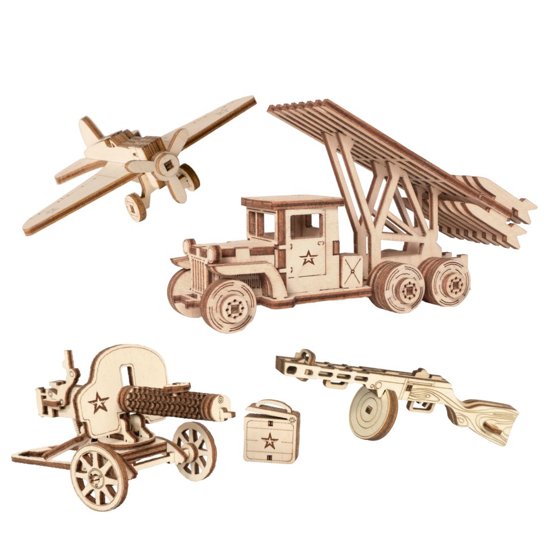 Набор конструкторов Армия России 4 шт (Ракета, Пулемет, ППШ, Самолет) (AR-K011)