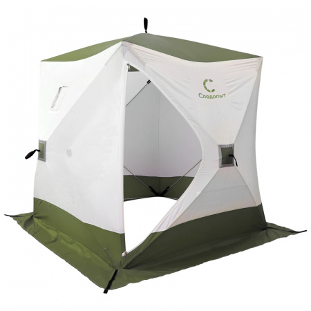 Палатка зимняя куб СЛЕДОПЫТ 2,1 х2,1 м, Oxford 210D PU 1000, S по полу 4,4 кв.м, цв. оливковый/белый (PF-TW-27)